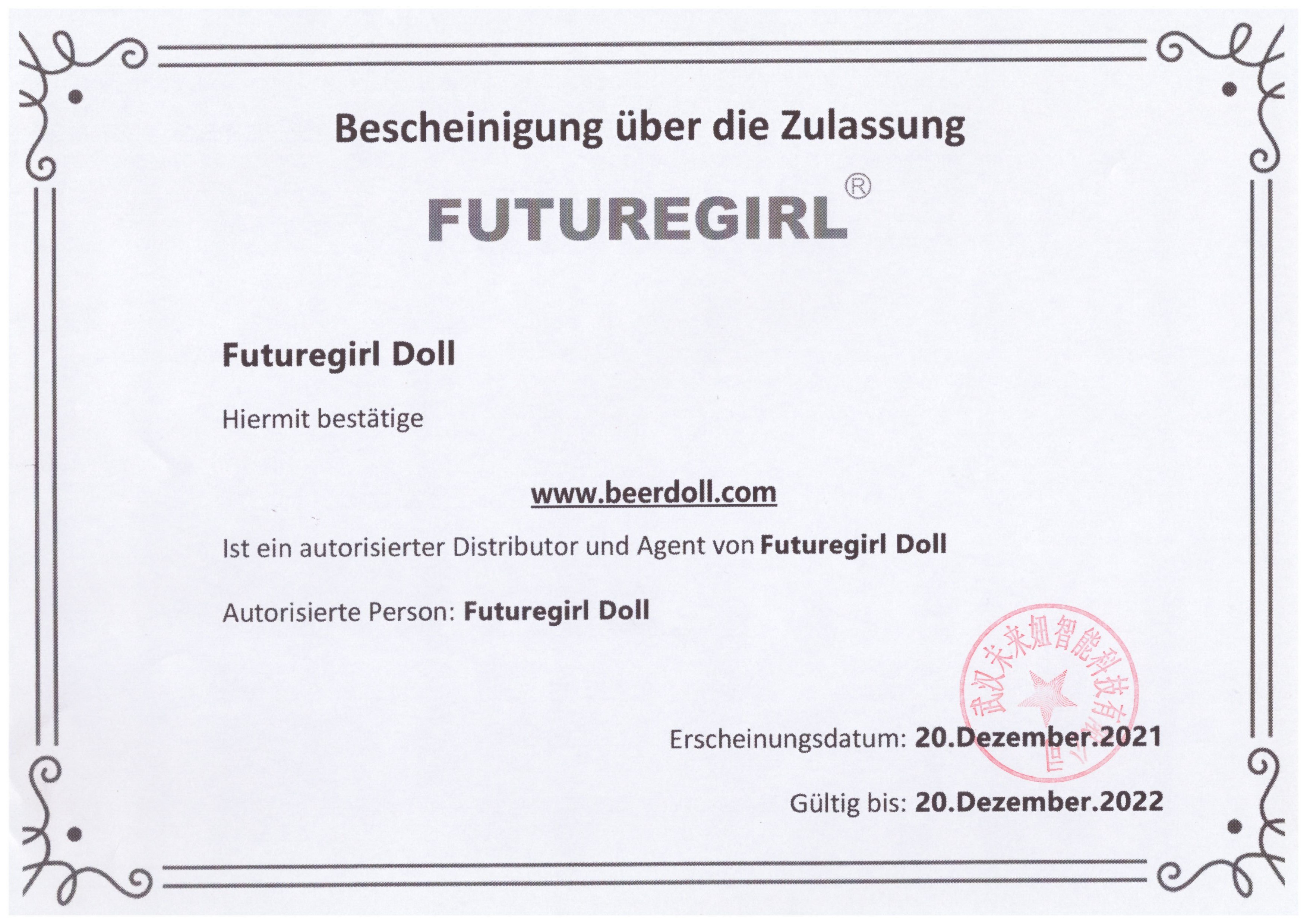 Futuregirl Doll Zertifikate